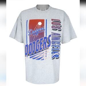Vintage LOGO 7 Los Angeles Dodger's 1991 Gray Striped Single Stitch T-Shirt XXL